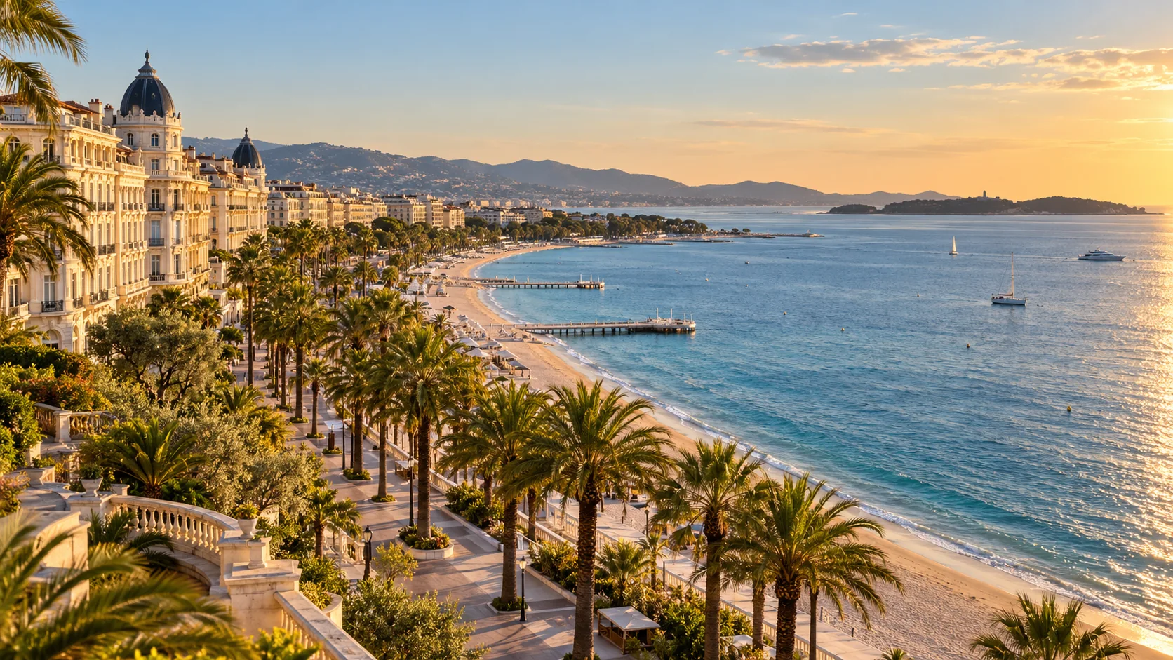 Illustration de la Croisette et de la baie de Cannes