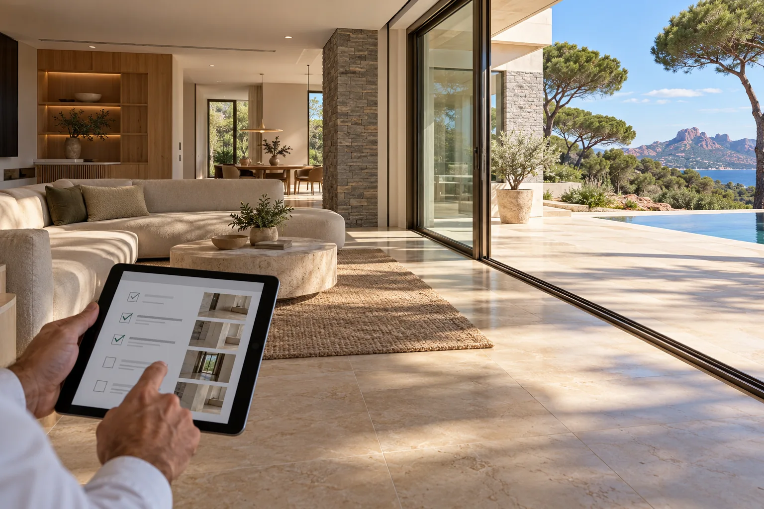 Illustration : Checking finishes with a tablet