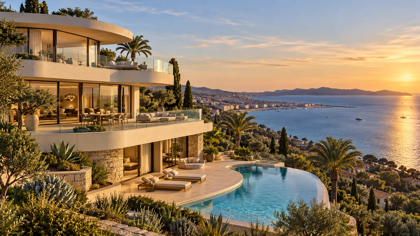 Illustration architecturale d’une villa imaginaire inspirée de Cannes